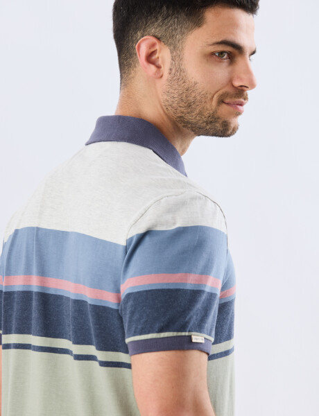 REMERA POLO RAYADA JERSEY Blanco