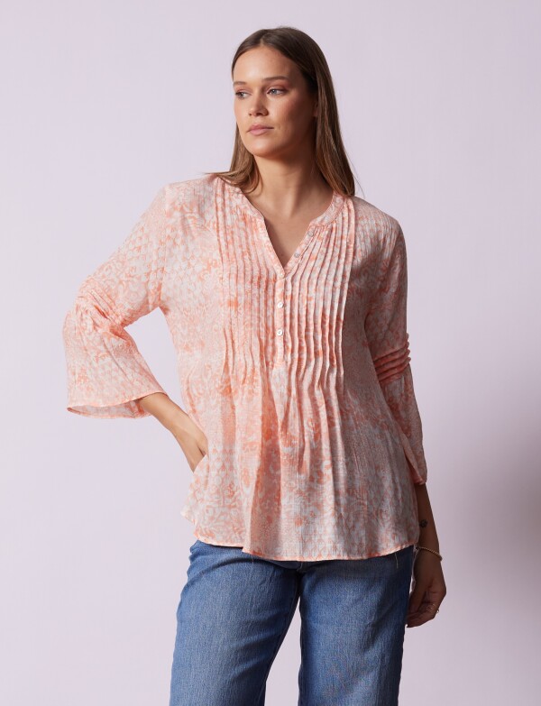 Blusa Gasa Flores CORAL
