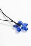 Collar cordón dije flor acrílico azul