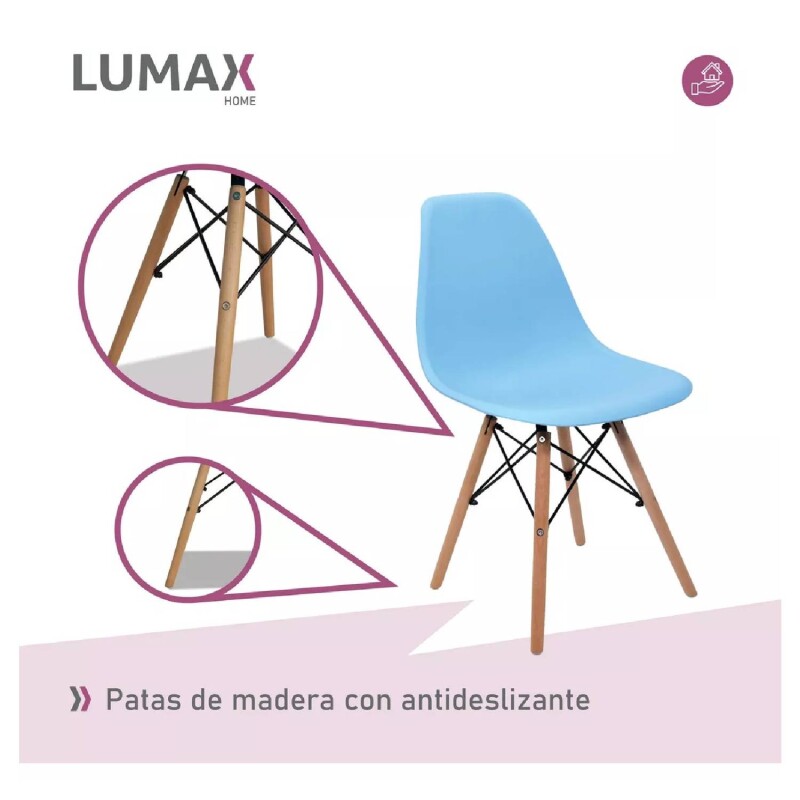 Silla De Comedor Eames Pack 4 Unidades Varios Colores Lumax Azul