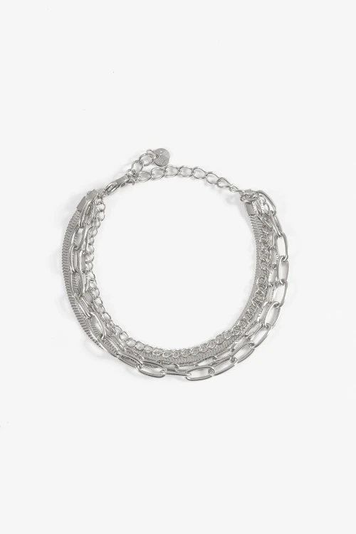 Set de 4 pulseras acero plateado