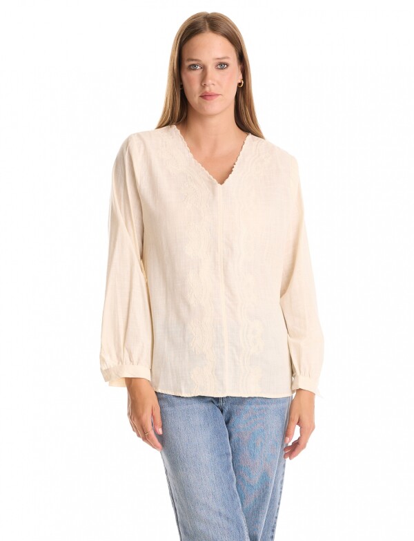 Blusa Algodon Bordado BEIGE