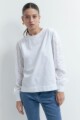 Sweatshirt con mangas de broderie blanco