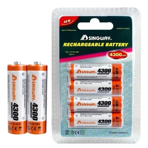 Blister 4 Pilas Aa Recargables 4300 Mha Excelente Calidad Blister 4 Pilas Aa Recargables 4300 Mha Excelente Calidad