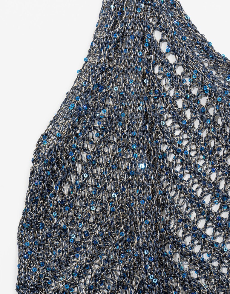 Tops Top Tejido Con Lentejuelas - Negro