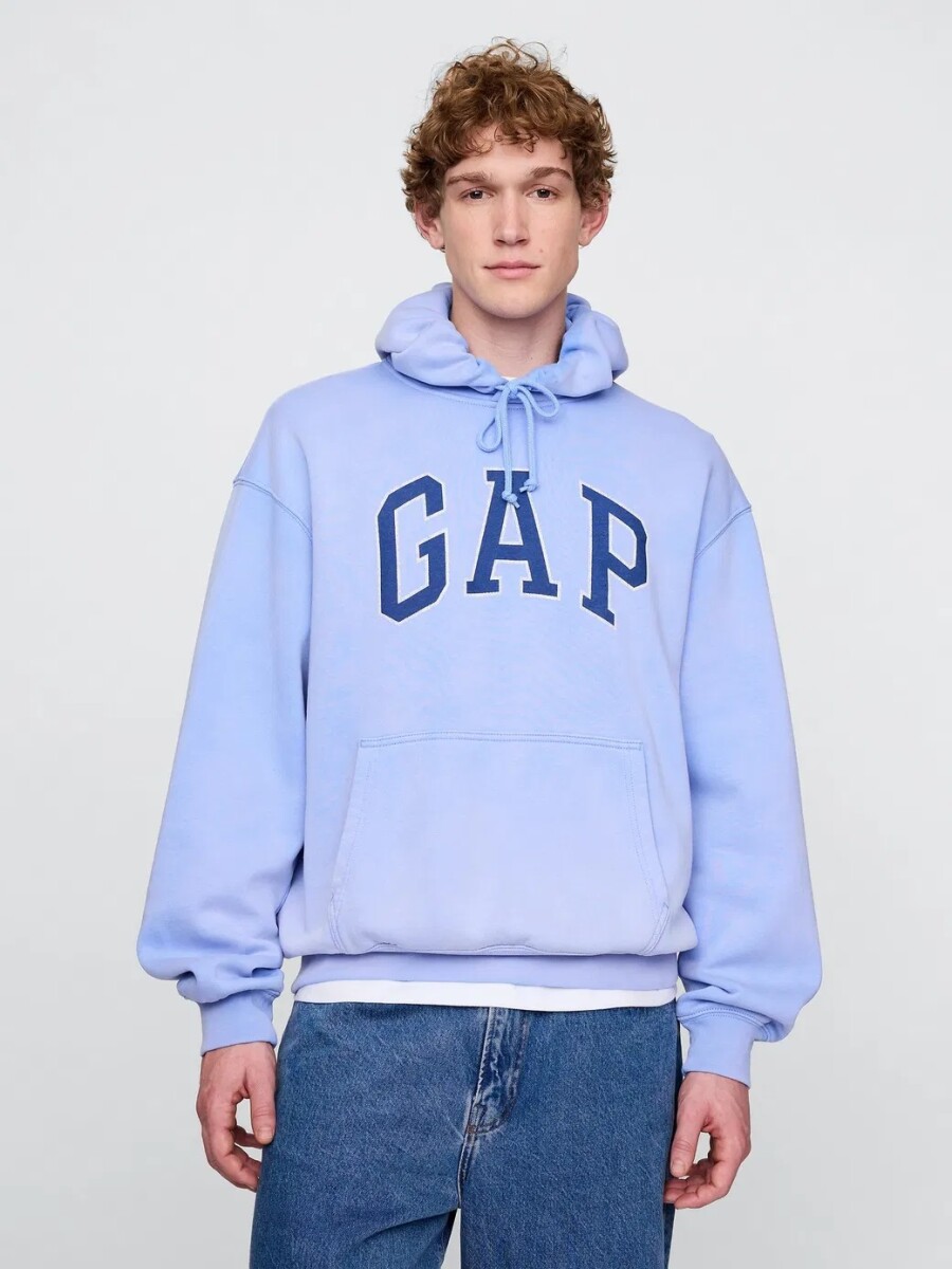 Buzo Canguro Logo Gap Hombre - Jet Stream Blue 337 