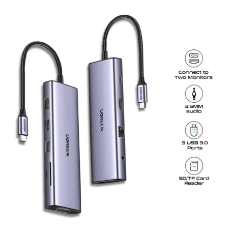 Ugreen Hub 4K Tipoc USB 3.0/HDMI/VGA/RJ45/SD 001