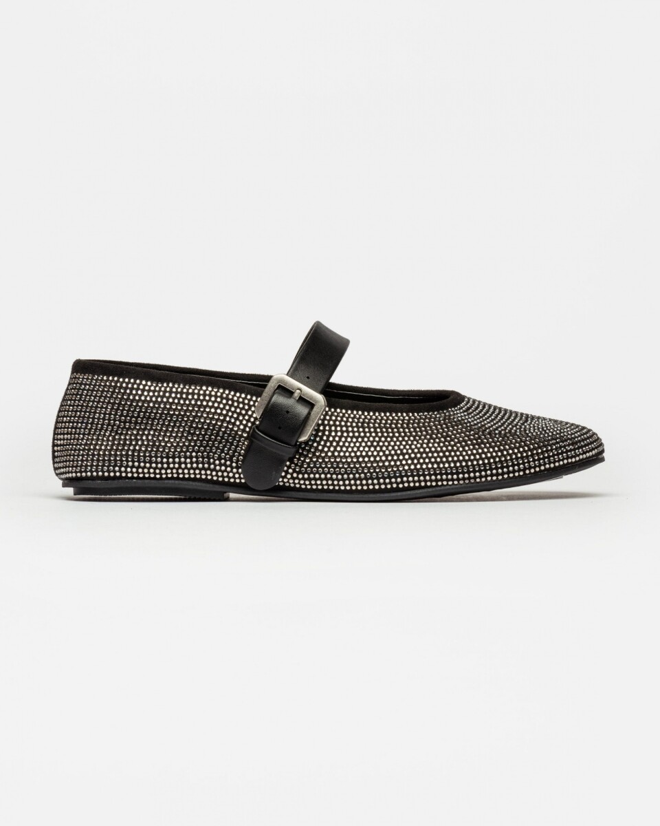 Ballerina Bright en efecto cuero - Negro 