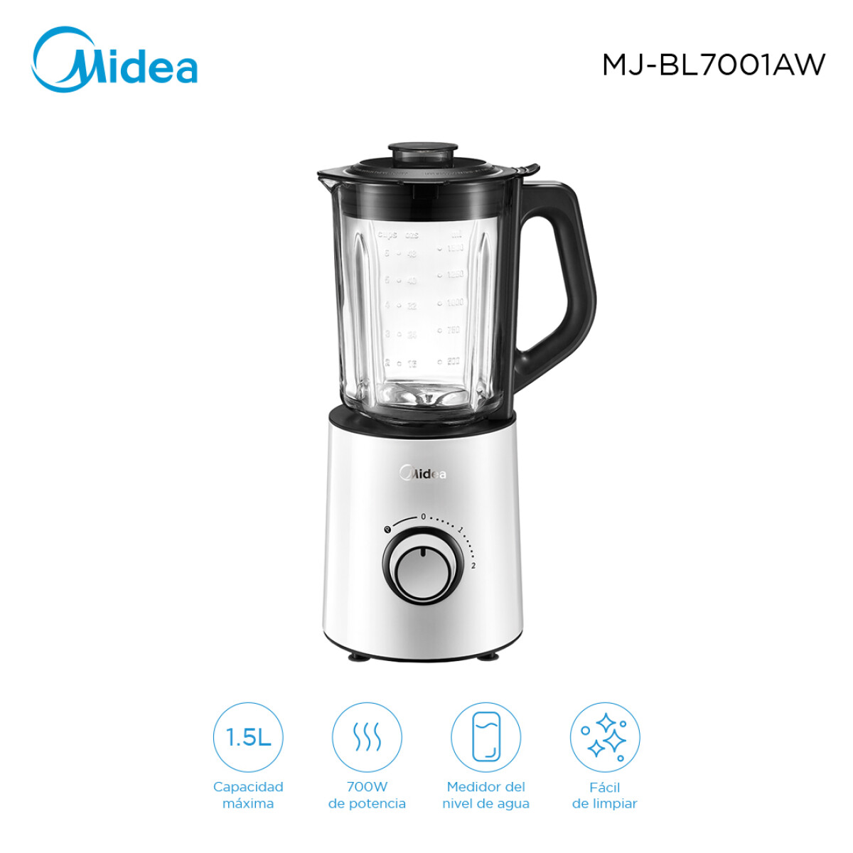 Licuadora Midea 1,5L Jarra de vidrio MJ-BL7001 