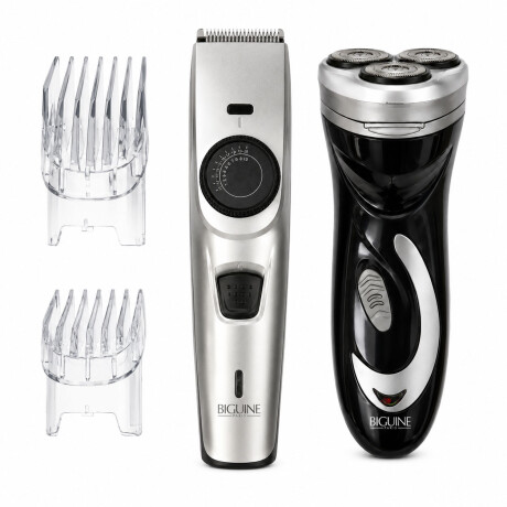 Set de Afeitadora y Corta Pelo Inalámbricos Barba y Cabello Plata/negro