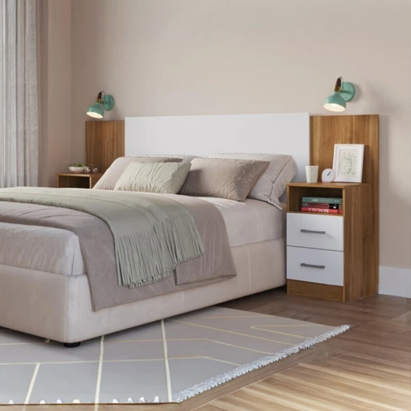 Respaldo Con Mesa De Luz Sommier Cabecera 2 Cajones - Ltc Respaldo Con Mesa De Luz Sommier Cabecera 2 Cajones - Ltc