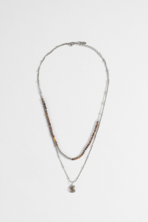 Collar acero mix plateado