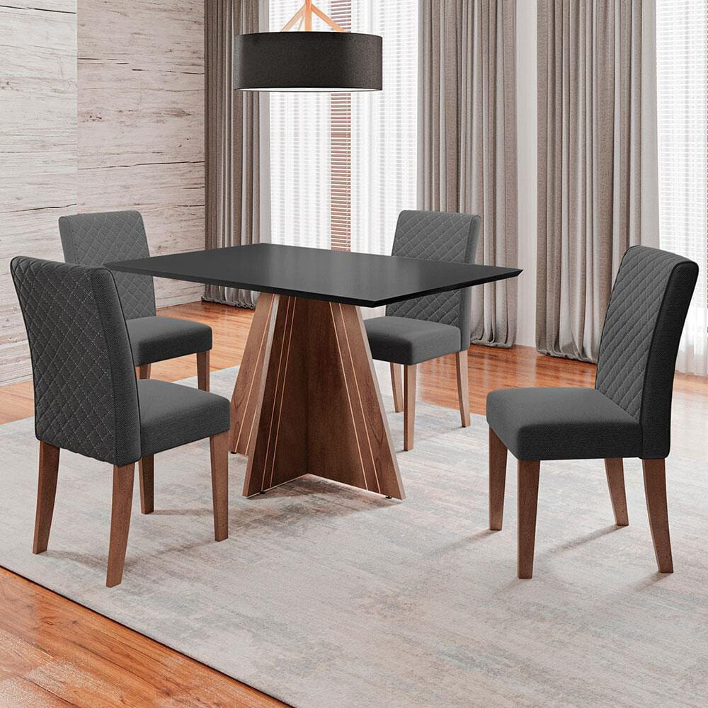 MESA DUBLIN 1.36X0.90 MTS LIGHT C/VIDRIO COLOR PRETO Mesa Dublin 1.36x0.90 Mts Light C/vidrio Color Preto