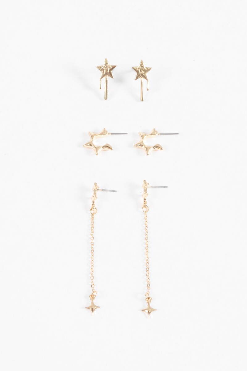 Set de caravanas estrella dorado