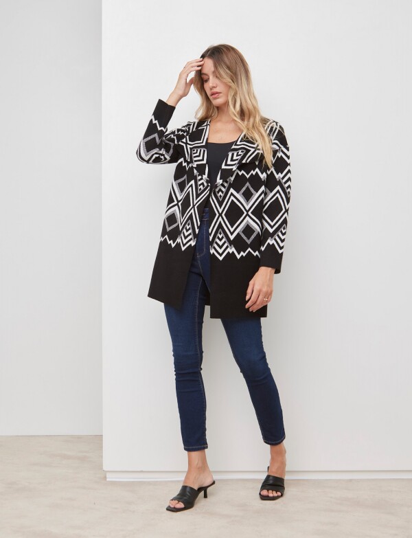 Cardigan Figuras NEGRO/BLANCO