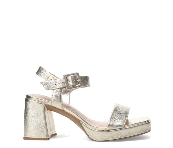 Sandalia con taco y plataforma Dourado