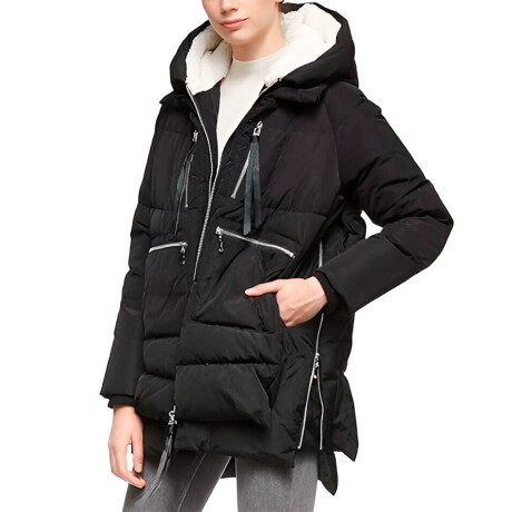 Uzspace Camperon Dama Reina Capucha Abrigo Urbano Negro