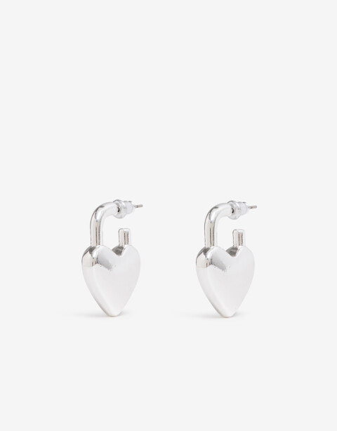 Aros Argollas Metal Aros Corazón Metal. - Plateado