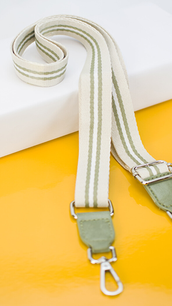 CORREA GALON PARA CARTERA MANTECA VERDE Y BLANCO