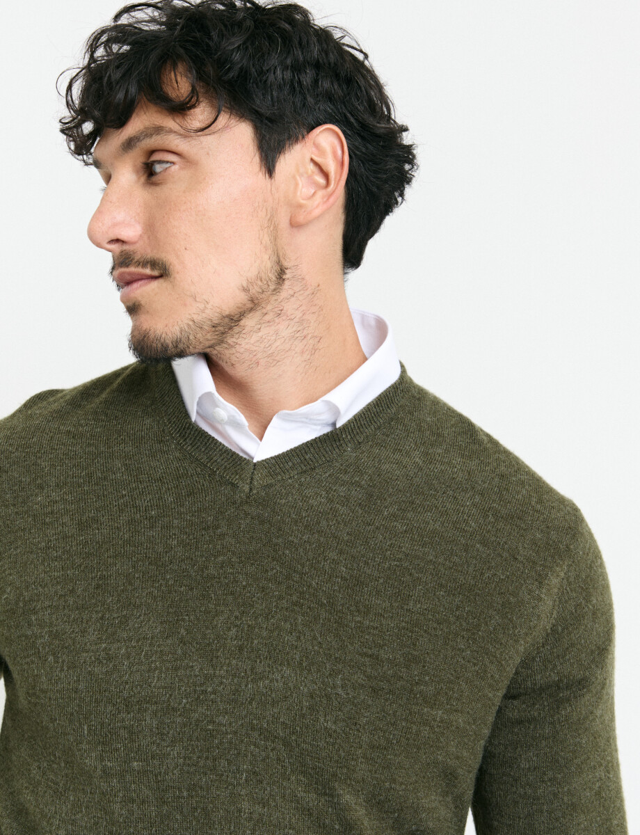 470313 SWEATER V HARRINGTON URBAN Verde Melange