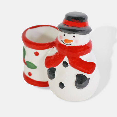 ORGANIZADOR CERAMICA MUÑECO NIEVE 8X4X8.5CM Unica