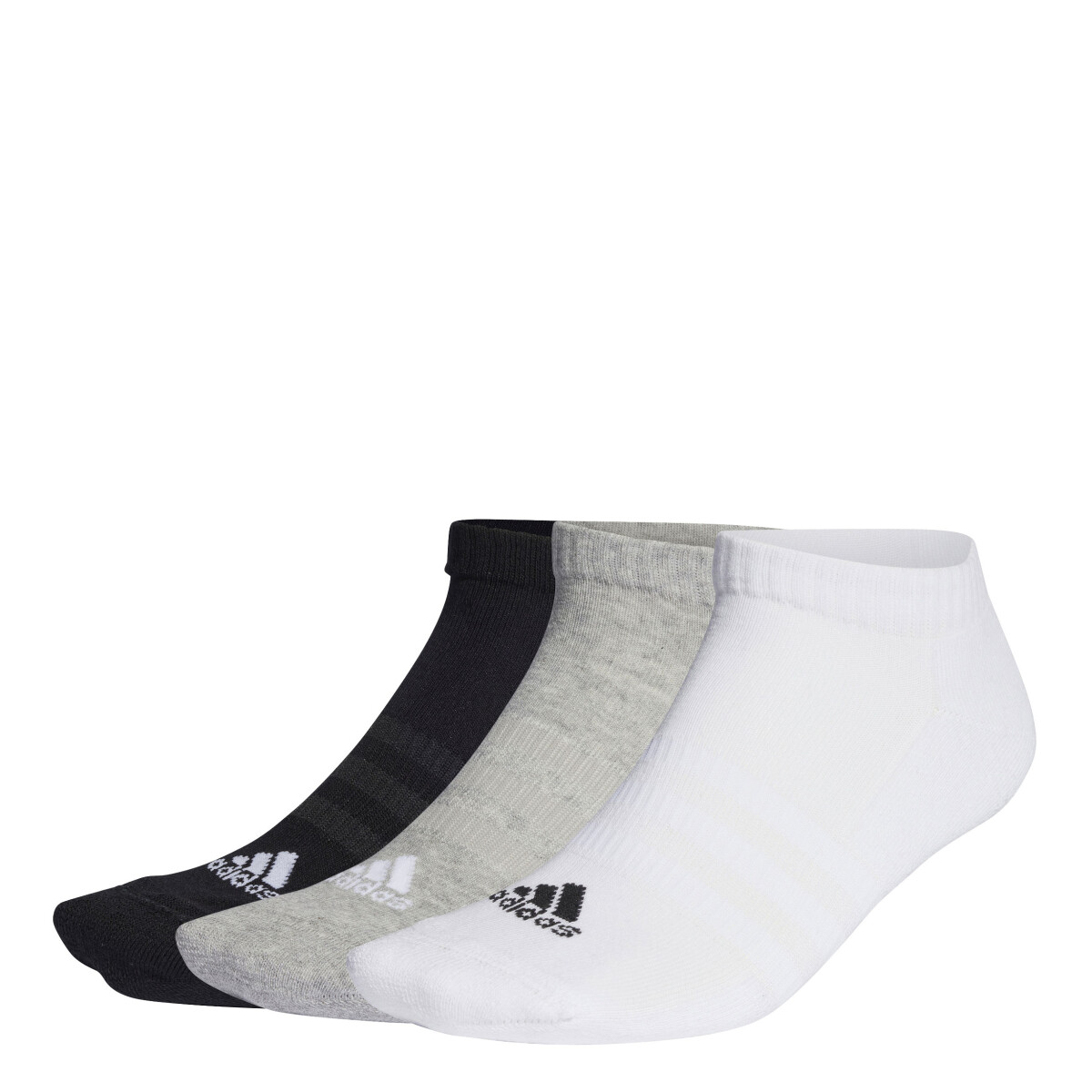 Medias Unisex Adidas x3 Tobilleros Cushioned - Gris - Blanco - Negro 