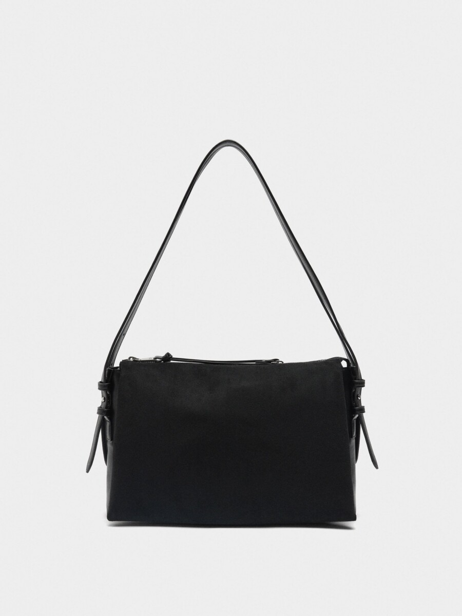 Bolso De Hombro Efecto Piel negro