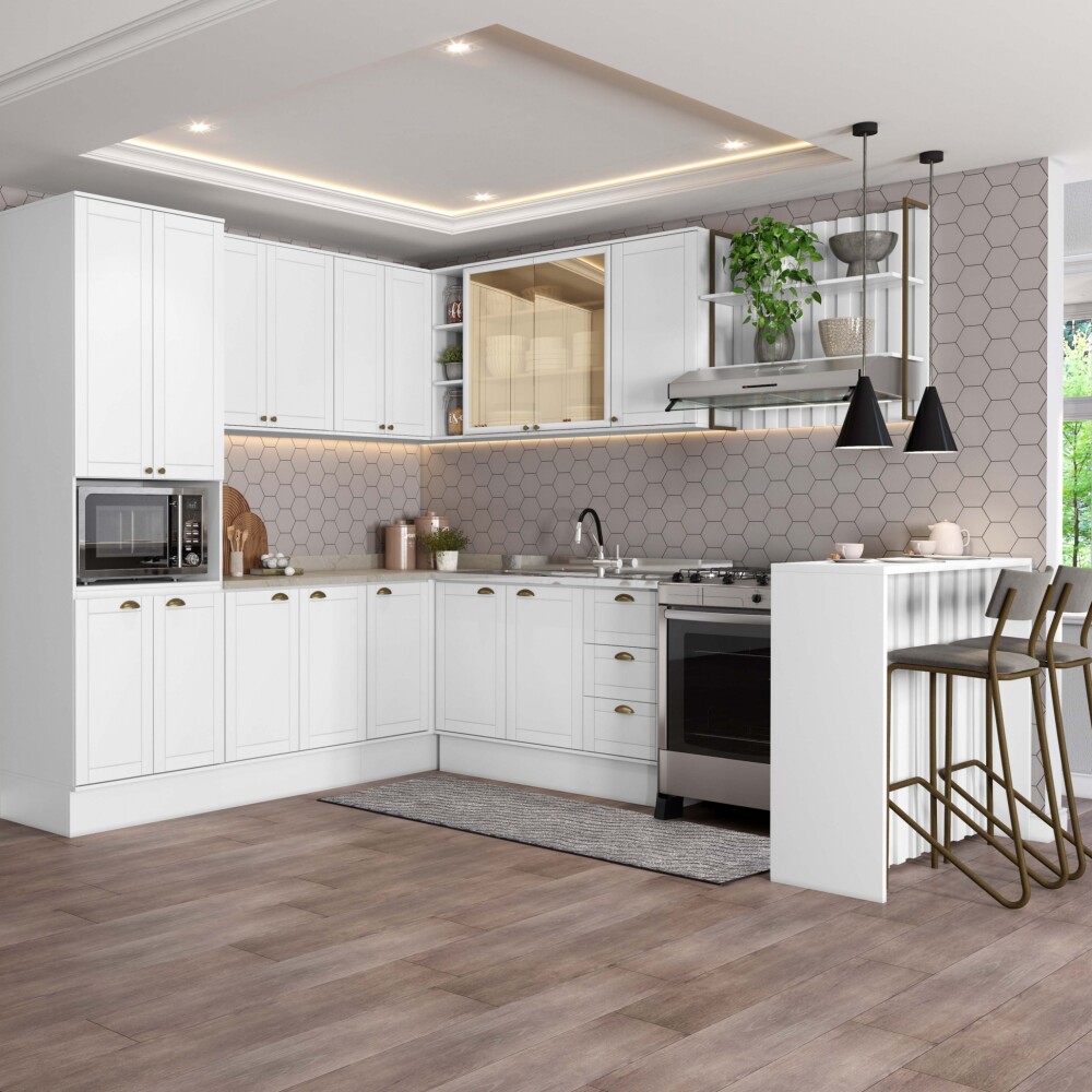 Bajo Mesada 3 Cajones + 2 Puertas (Con Tapa) - Linea Americana Blanco