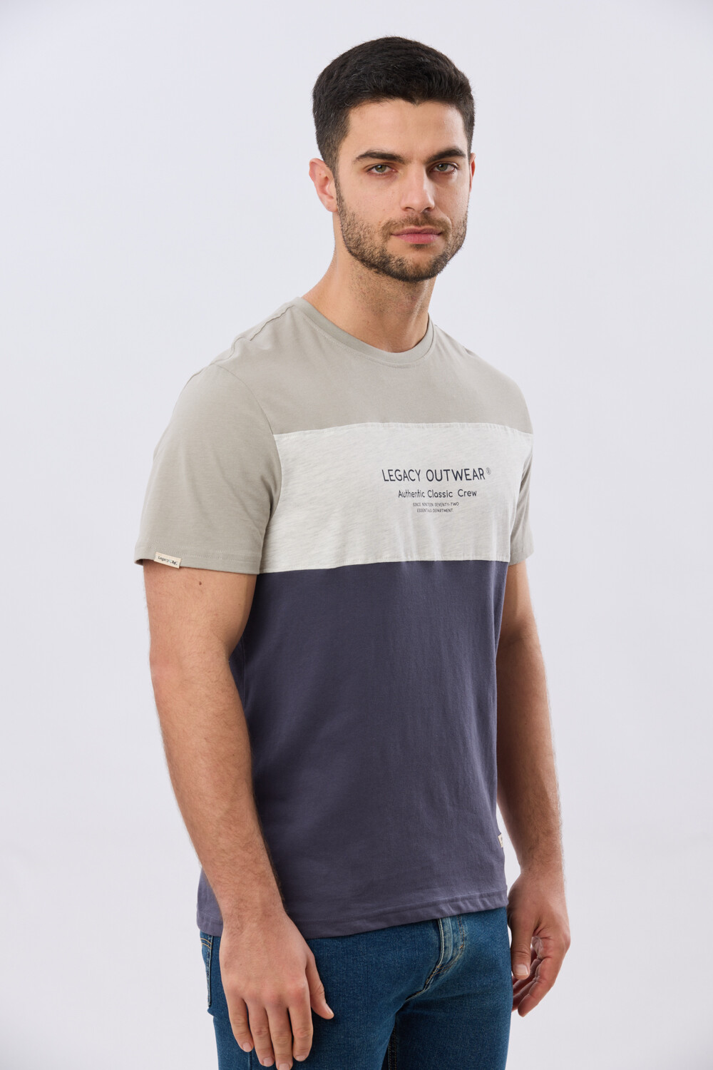 REMERA RAYADA DE ALGODÓN Azul