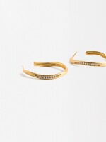 Aros Irregulares Con Circonias - Plata De Ley 925 dorado