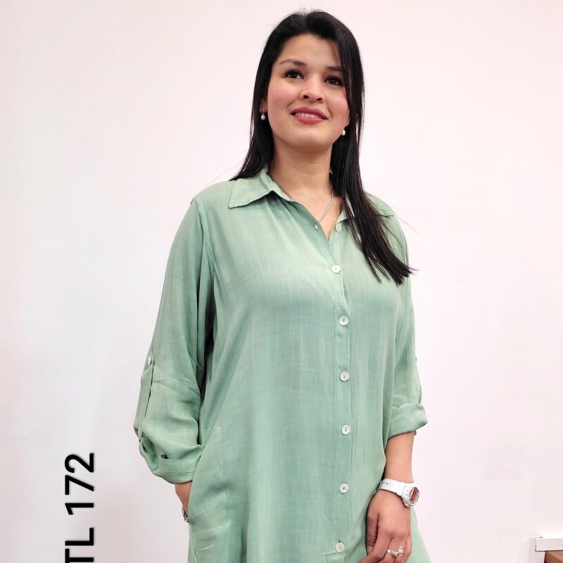 Camisa Da.M/L Lino Larg. Verde Claro