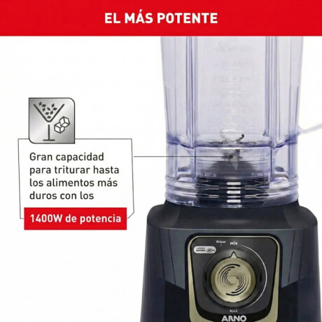 Licuadora Arno Power Max Autolock | Capacidad de 3.1Lts | Potencia de 1400w | 6 Cuchillas | Color negro. Licuadora Arno Power Max Autolock | Capacidad de 3.1Lts | Potencia de 1400w | 6 Cuchillas | Color negro.
