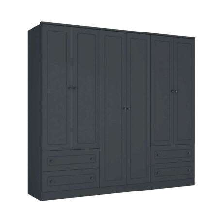 Ropero Americana PLUS 6 puertas 4 cajones 100% MDF Gris