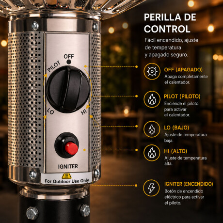 Estufa Tipo Hongo Exterior Gas 13Kg 60m² Calefacción Patio Negro