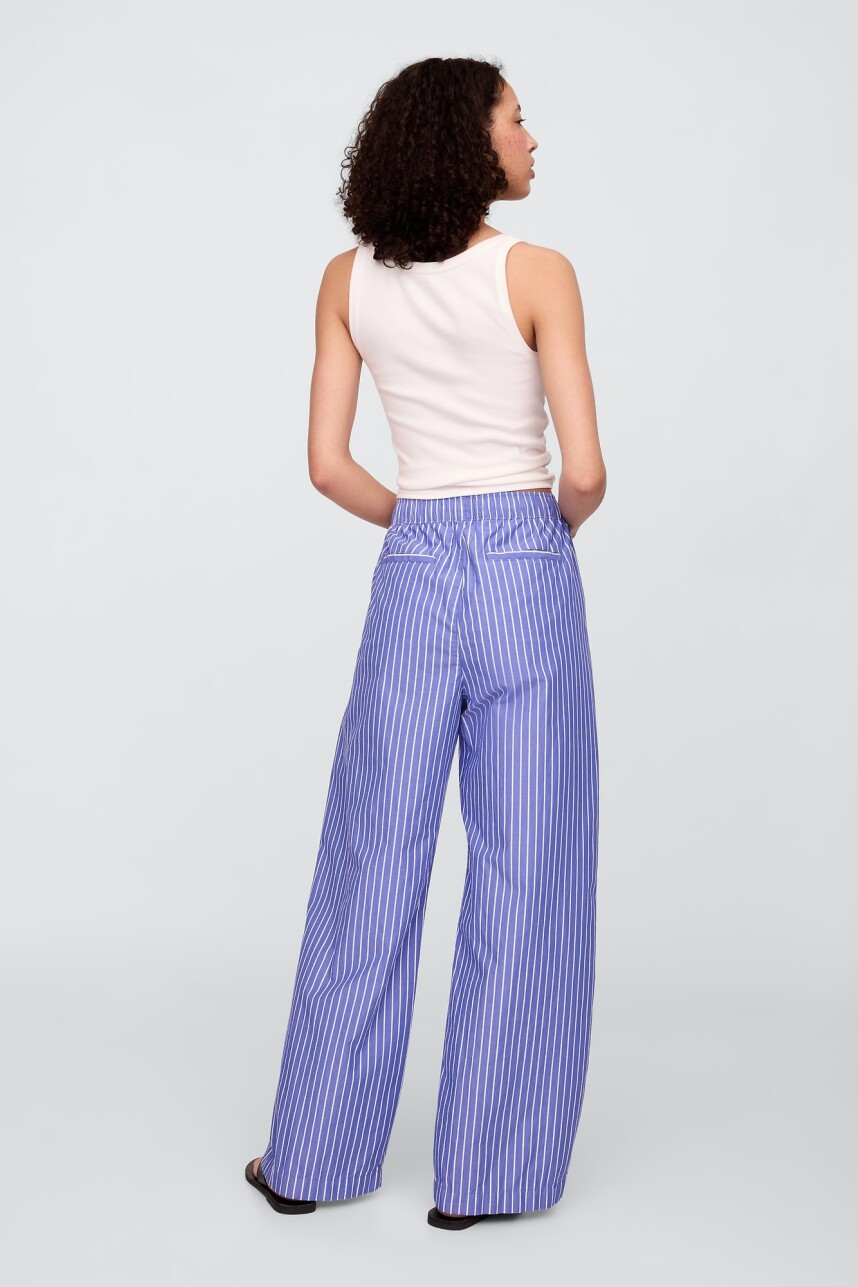Pantalón Poplin Mujer Blue White Stripe