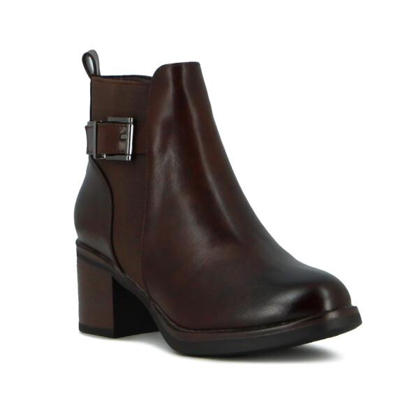 Darkness Bota De Dama Caña Baja Taco Cuadrado Detalle C/ Hebilla - Marron Os Marron Oscuro