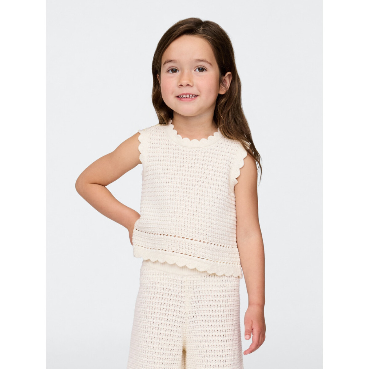 SL CROCHET BTN BACK TOP - IVORY FROST 