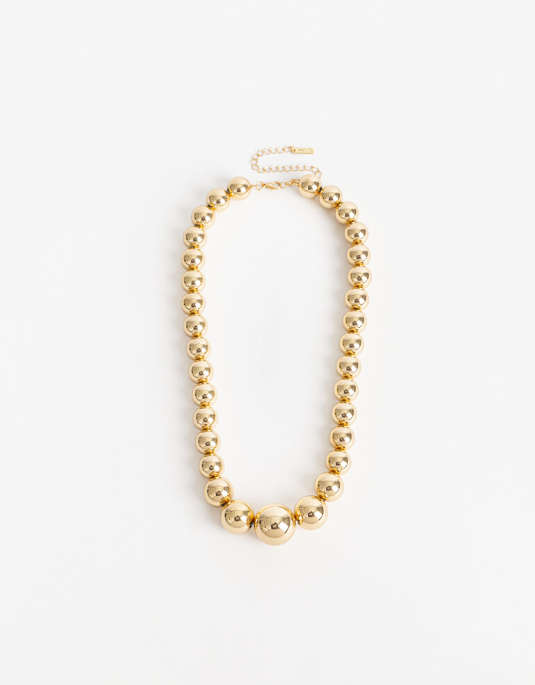 Collares Cortos Metal Collar Corto Bolones Dorado - Dorado