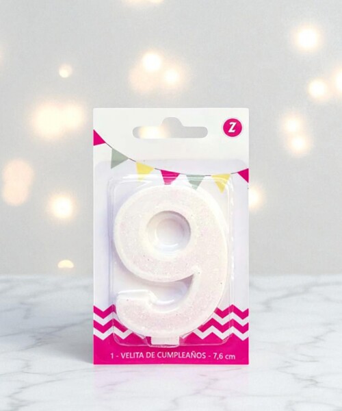 Vela grande glitter n # 9 blanco Vela grande glitter n # 9 blanco