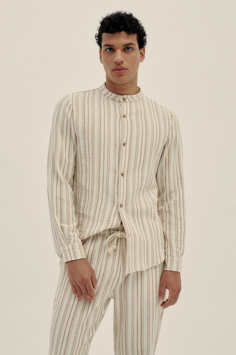 STRIPED PANTS Beige Pol