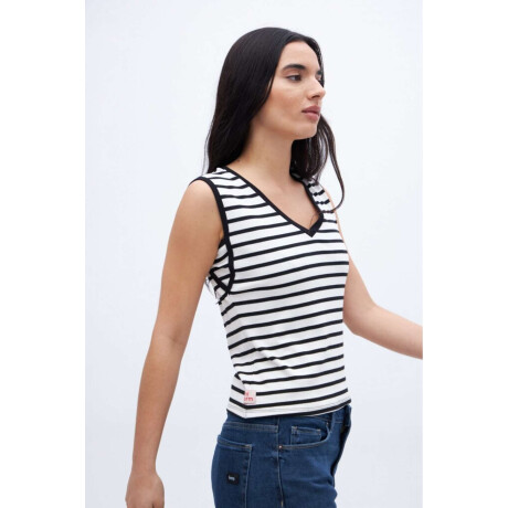 Musculosa Moira Rayas negra