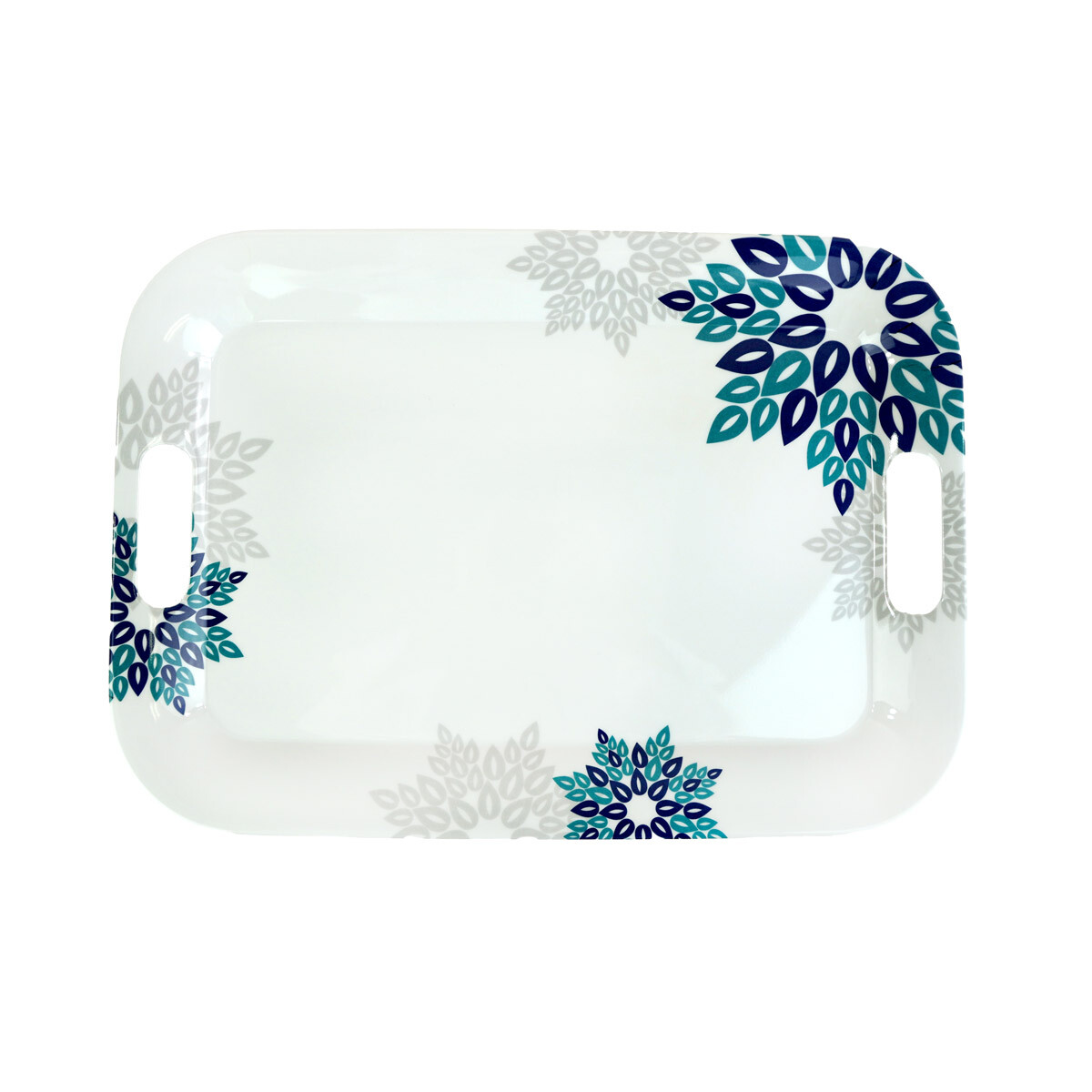 BANDEJA RECTANGULAR MELAMINA LINEA FLORAL AZUL 30.5X21.8X1.5CM 210GR 