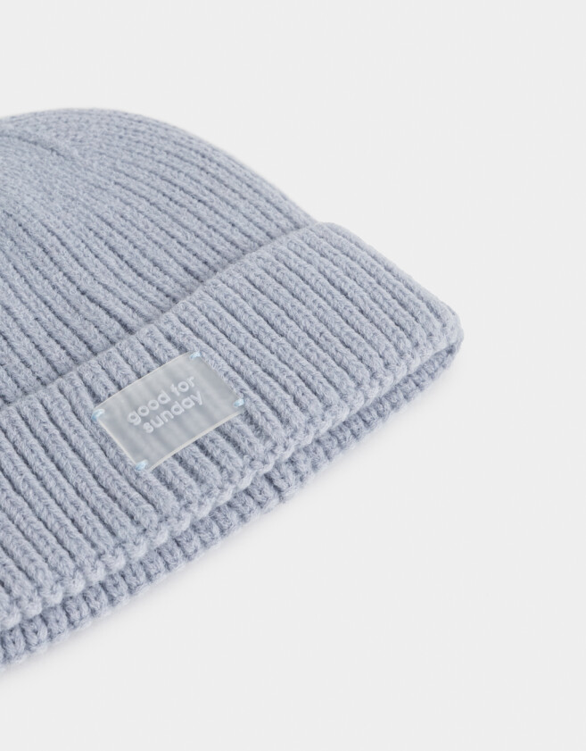 Gorro Clasico Gorro Tejido Con Tag - Gris Claro