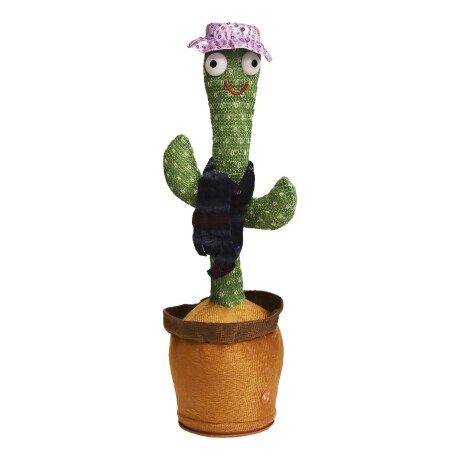 Cactus Muñeco Bailarín c/Música Luz Que Habla Graba y Repite Lila Brillante
