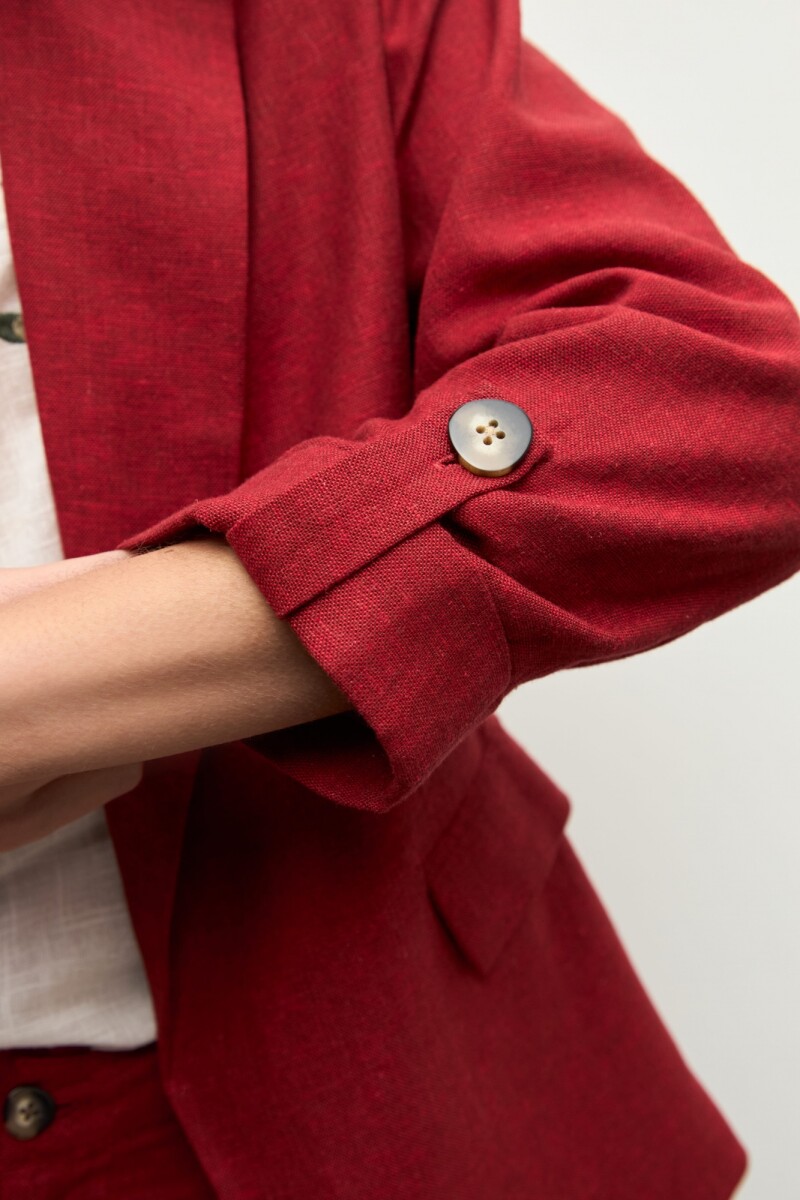 Blazer lino roll-up carmesí
