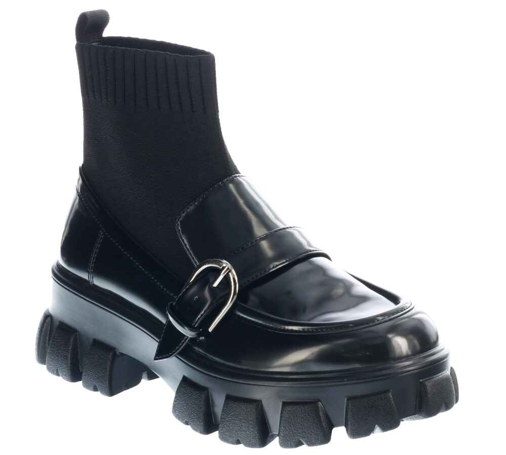Zapato SICILIA con tela tejida tipo media Black