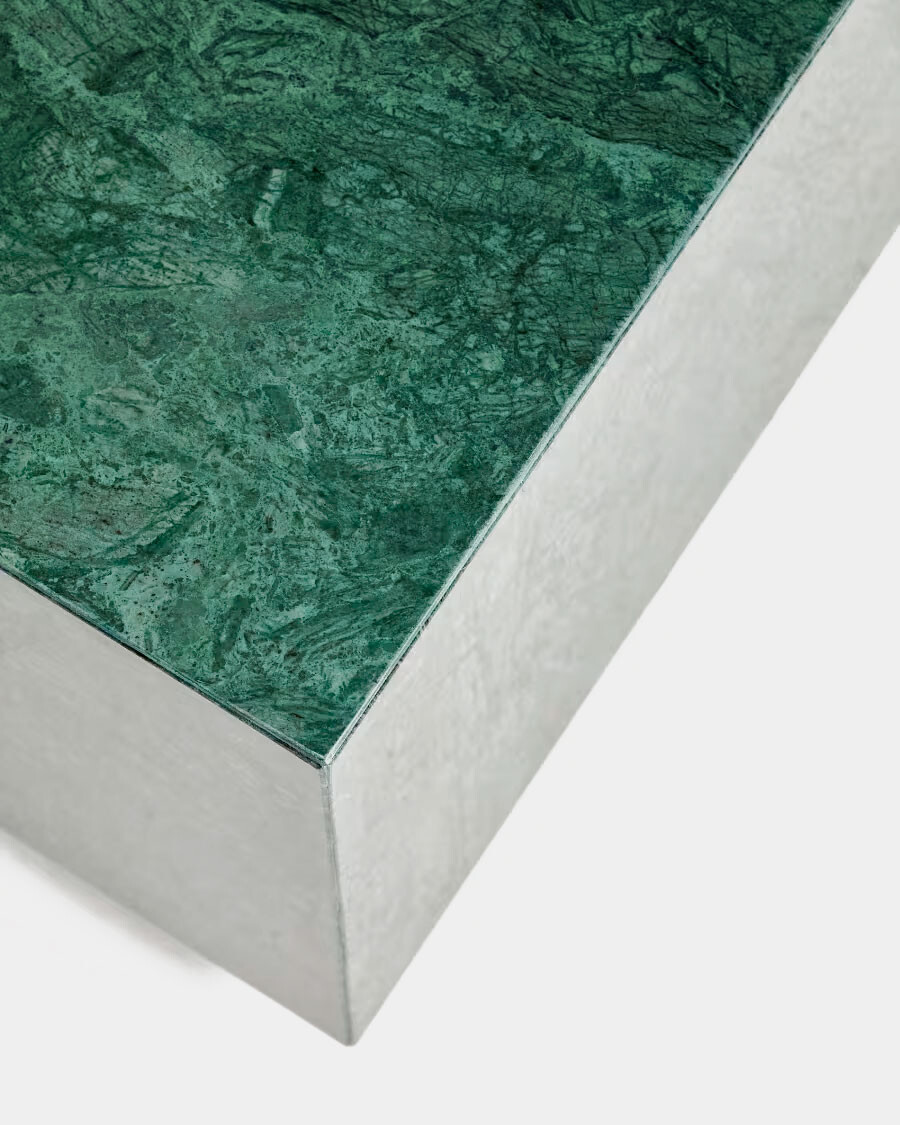 Mesa auxiliar Sorein de mármol verde 40 x 40 cm Mesa auxiliar Sorein de mármol verde 40 x 40 cm