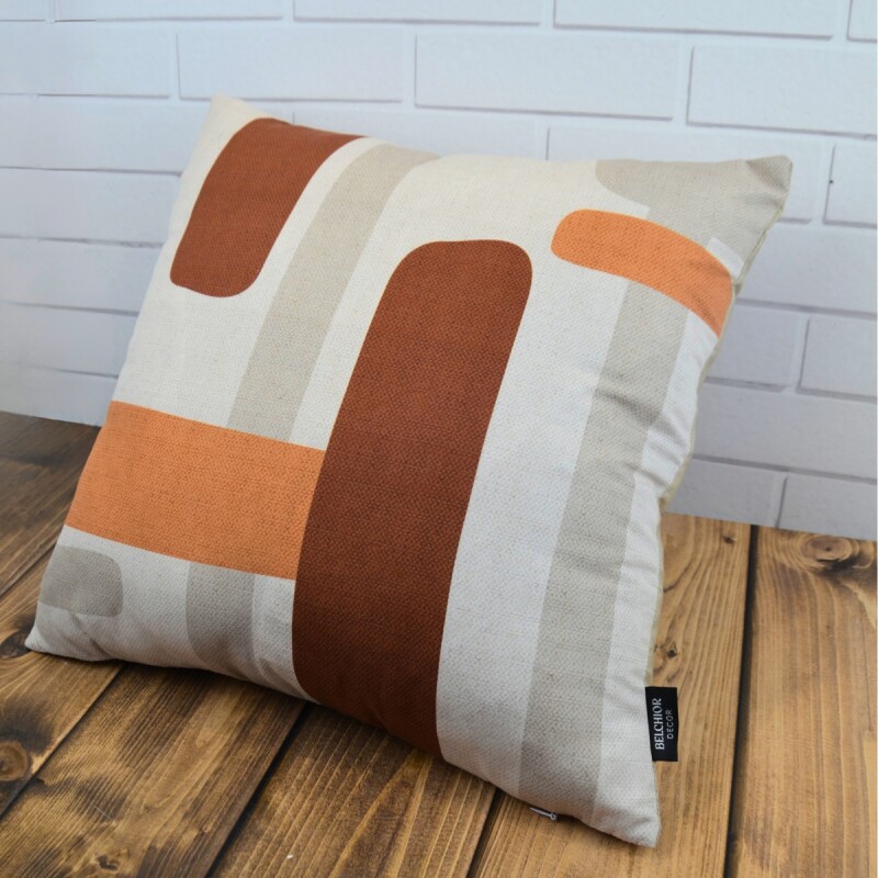 Set x2 funda de almohadones lisa 43 x 43 cm RAYAS NARANAJA