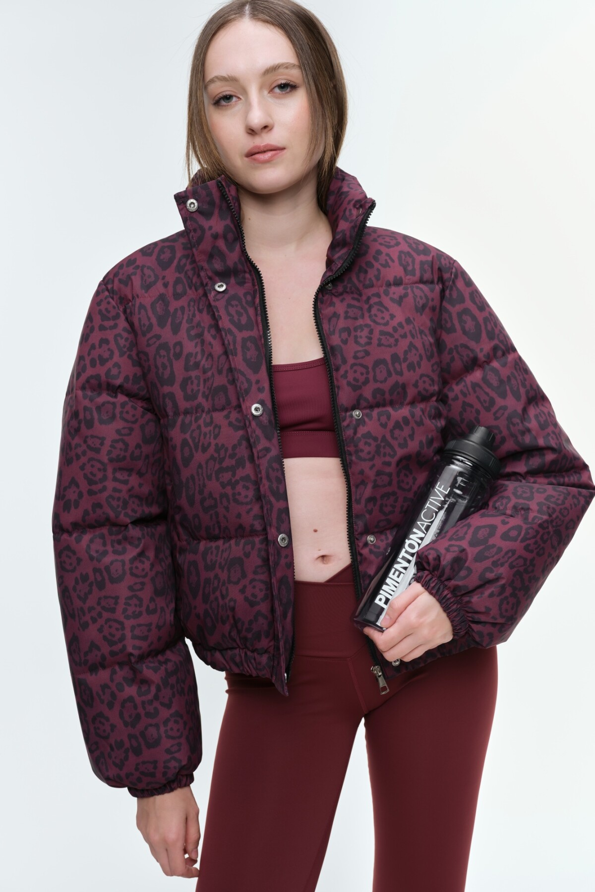 Campera Leopardo Burdeos