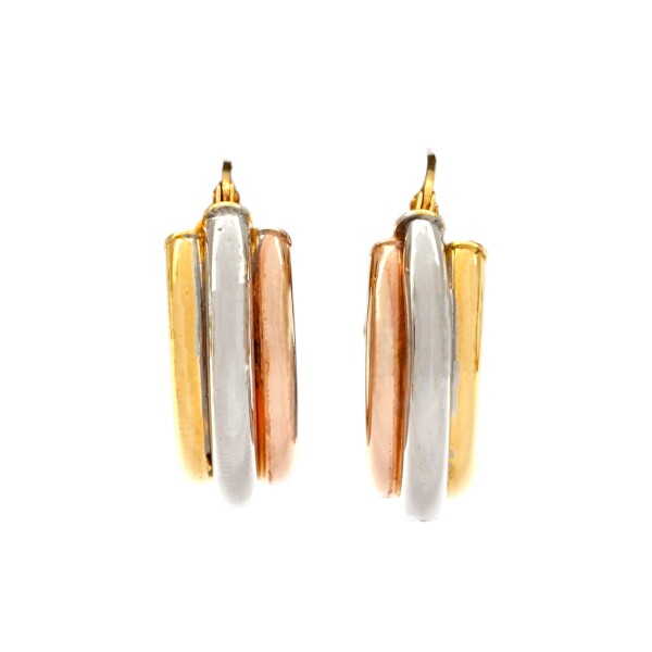Caravanas aros de oro 3 lineas- Oro bajo - Sin piedra- CA8033 sinpiedra